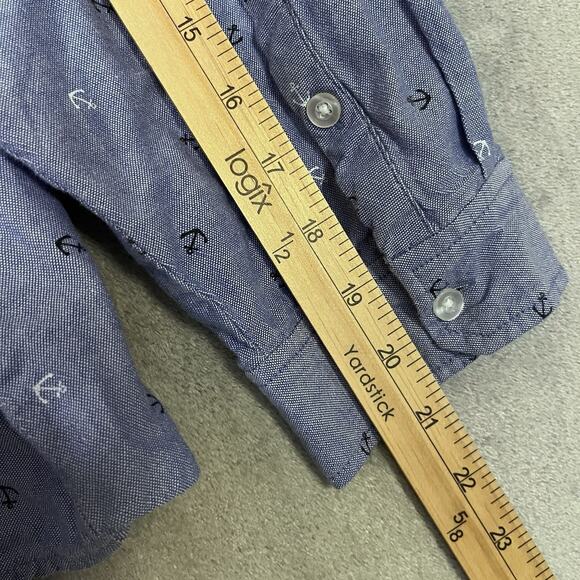 Croft Barrow Button Up Shirt Blue Womens 1X Plus Long Sleeve Preppy Nautical - Picture 6 of 9